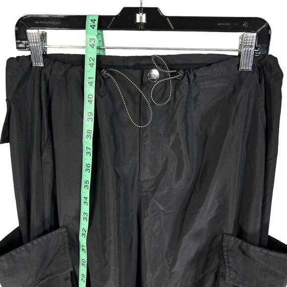 Black Hip Hop Women Baggy Multi Pocket Utility Pants Elastic Cord Waist Gorpcore - Picture 12 of 16